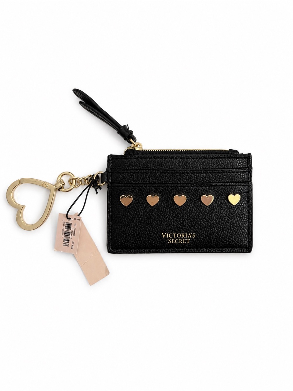 Victoria's Secret Black Card Case with Gold Heart Keyring